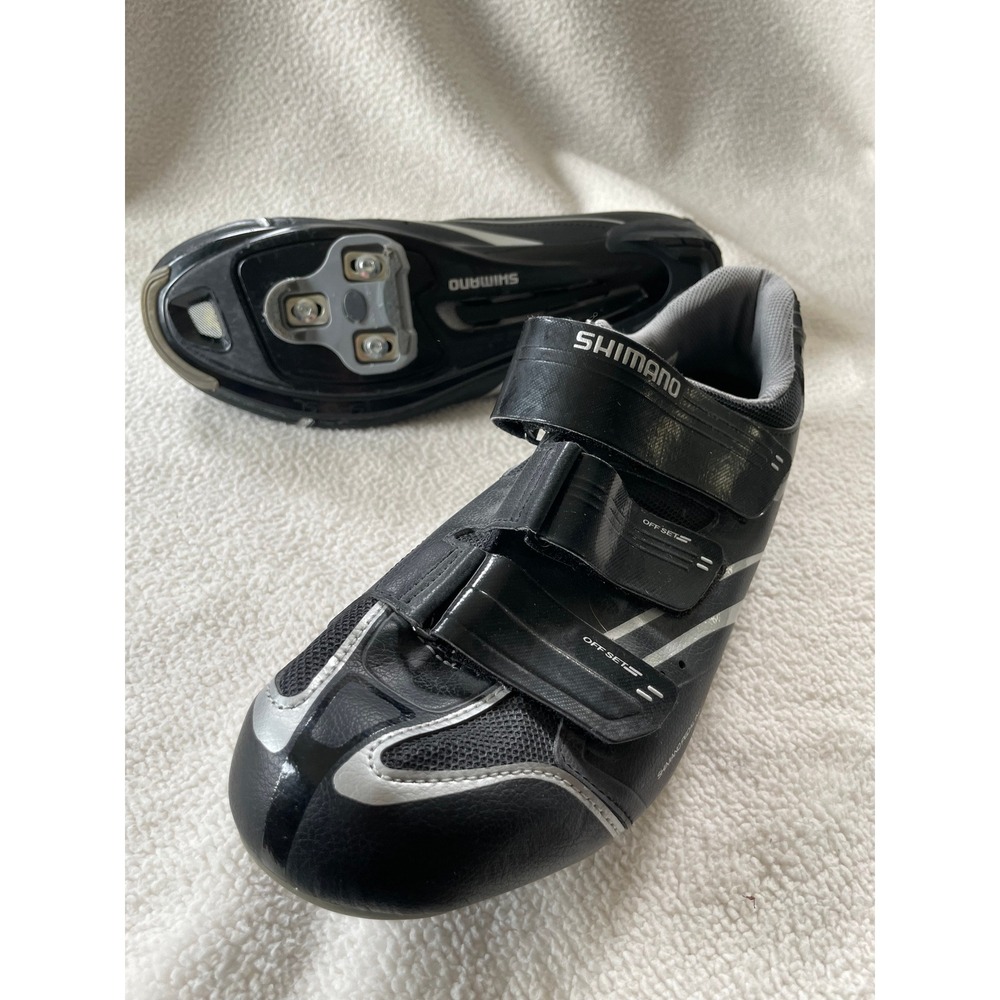 Shimano SH-R078L Road Cycling Shoes‎ Mens 11.8 Black Silver Triple Strap SPD-SL